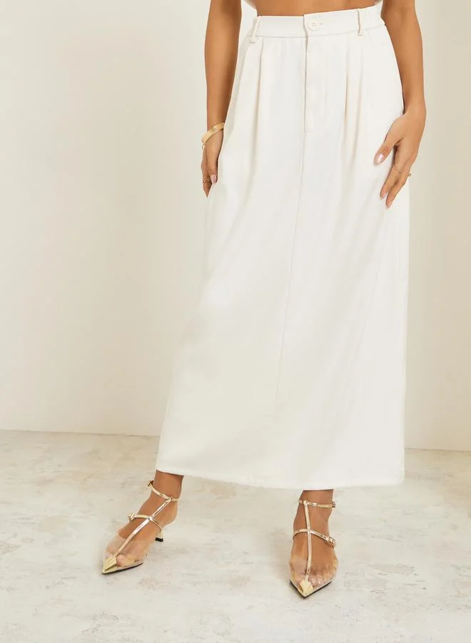 Styli Women Cream A-Line Maxi Skirt